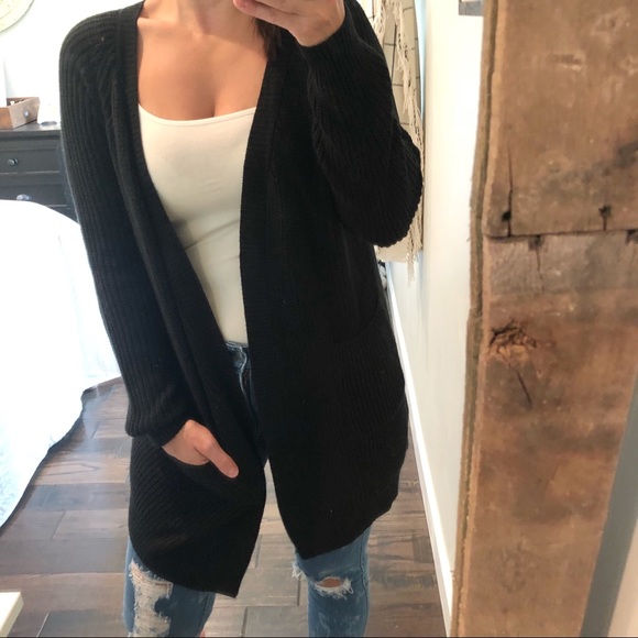 Purple Snow Sweaters - Purple Snow 1X black cardigan w/pockets